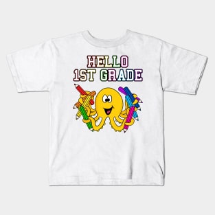 Hello 1st Grade Octopus Back To School Kids T-Shirt